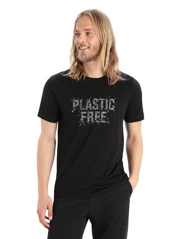 Pánské Tričko Icebreaker Merino Tech Lite II Krátké Sleeve Plastic Free Černé | CZ 1760BEXC